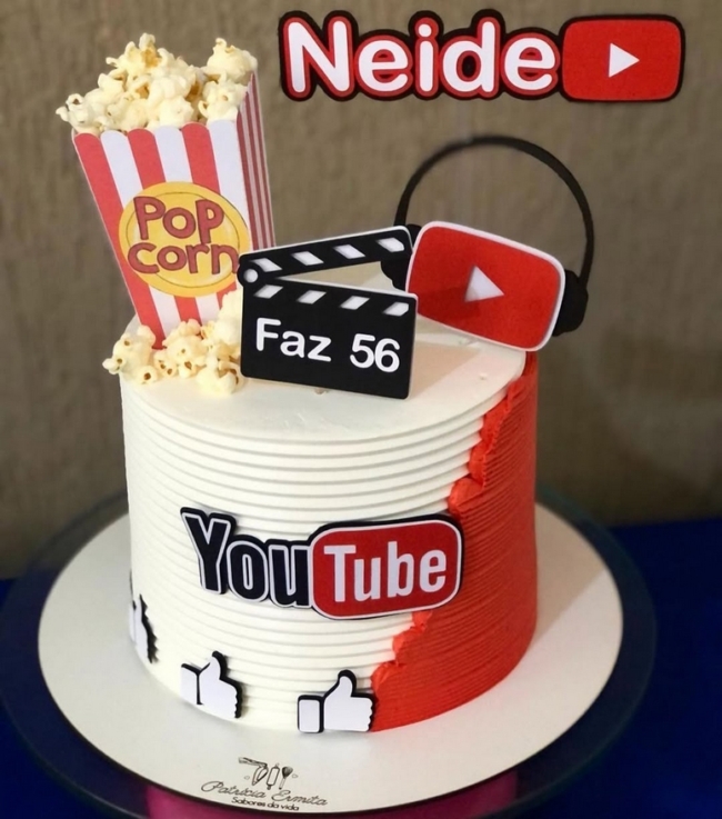 7 topo de bolo Youtube @brunapapel s