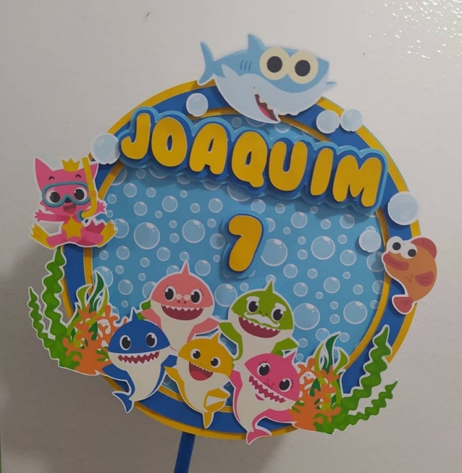 9 topo de bolo Baby Shark azul @papel no capricho