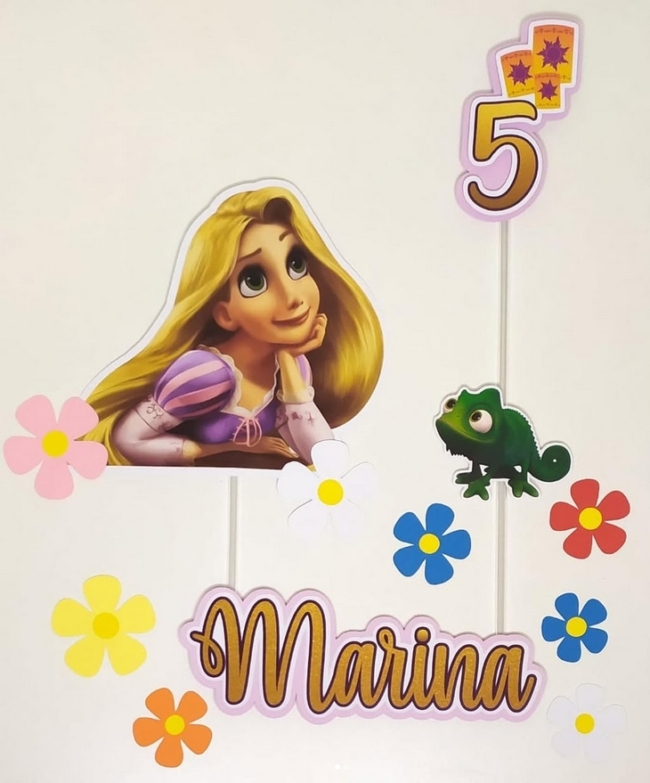 1 topo de bolo Rapunzel simples @jcbpersonalizados