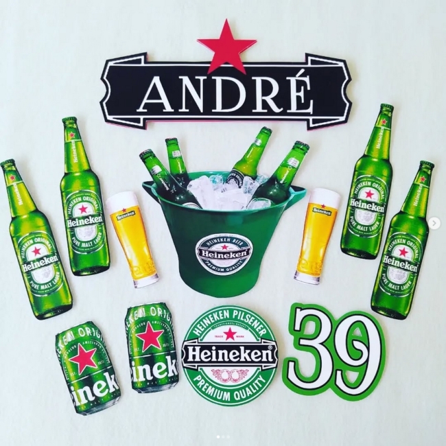 10 topo de bolo Heineken masculino @evellyn personalizados