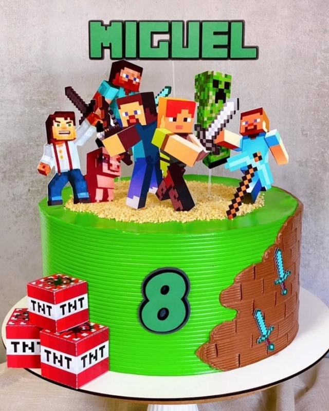 10 topo de bolo Minecraft 8 anos @rdoriapersonalizados