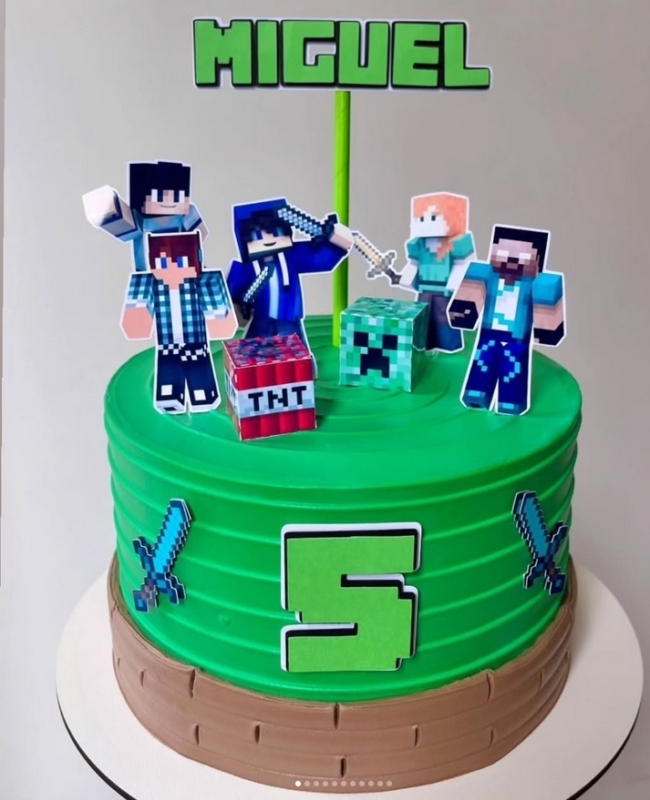 11 topo de bolo Minecraft 5 anos @xokholatpersonalizados