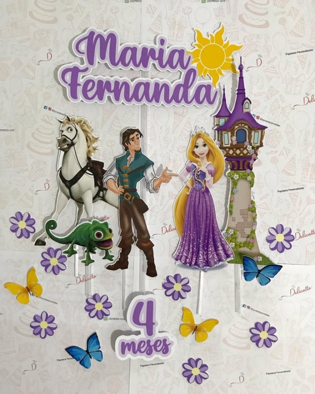 11 topo de bolo Rapunzel mesversário @byvanessavaldier