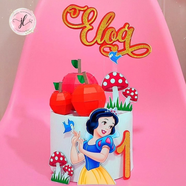 12 topo de bolo Branca de Neve 3D @ateliejlp