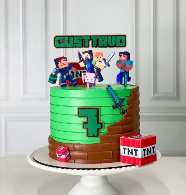 12 topo de bolo Minecraft 8 anos @carolartesmimos