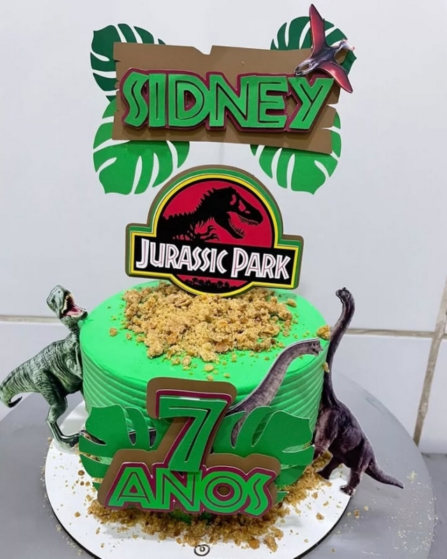 13 topo de bolo dinossauro Jurassic Park @casalquefazarte