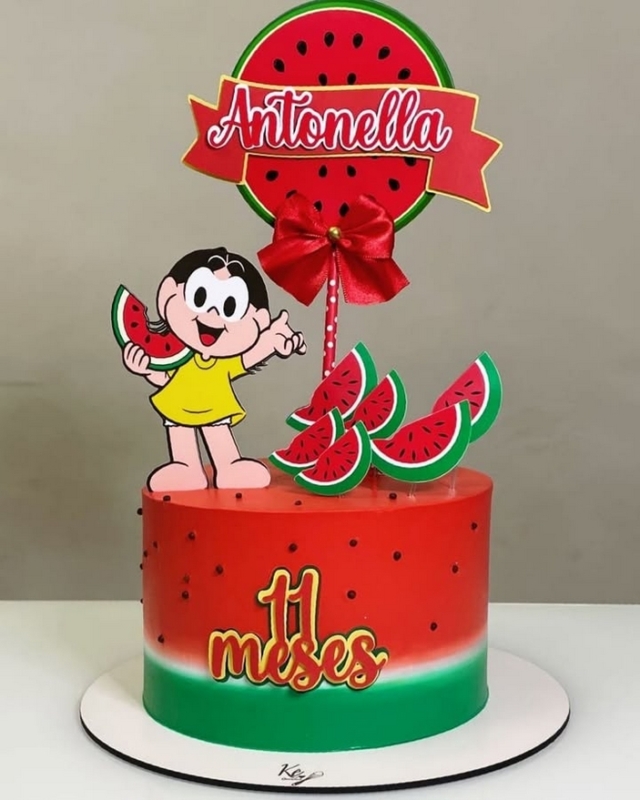14 topo de bolo Magali com melancia @bipersonalizados