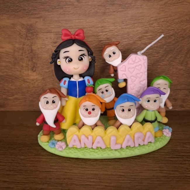 15 topo de bolo Branca de Neve em biscuit @atelie florart