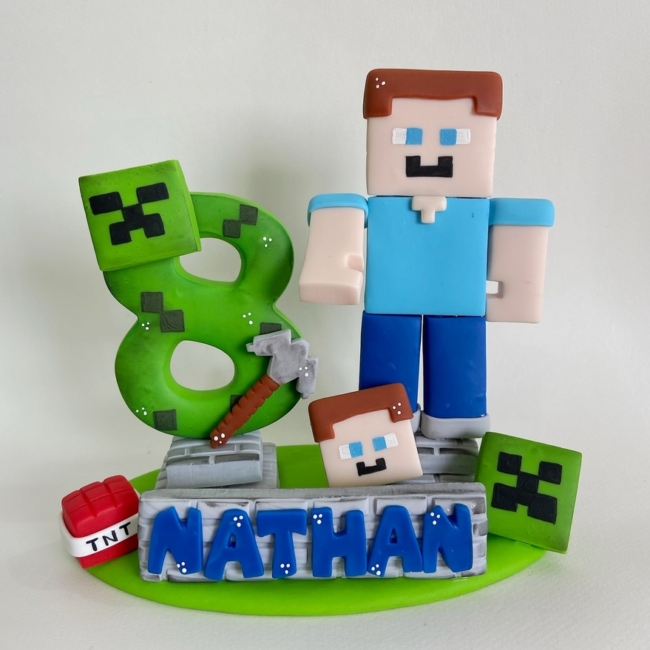 15 topo de bolo Minecraft em biscuit @artsmaeefilhasoficial