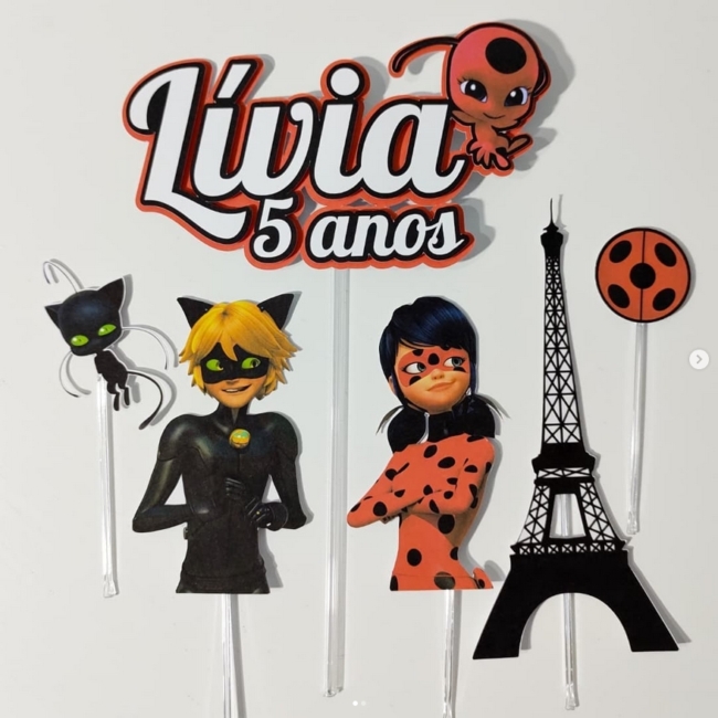 16 topo de bolo Ladybug e Cat Noir @jocaarteria