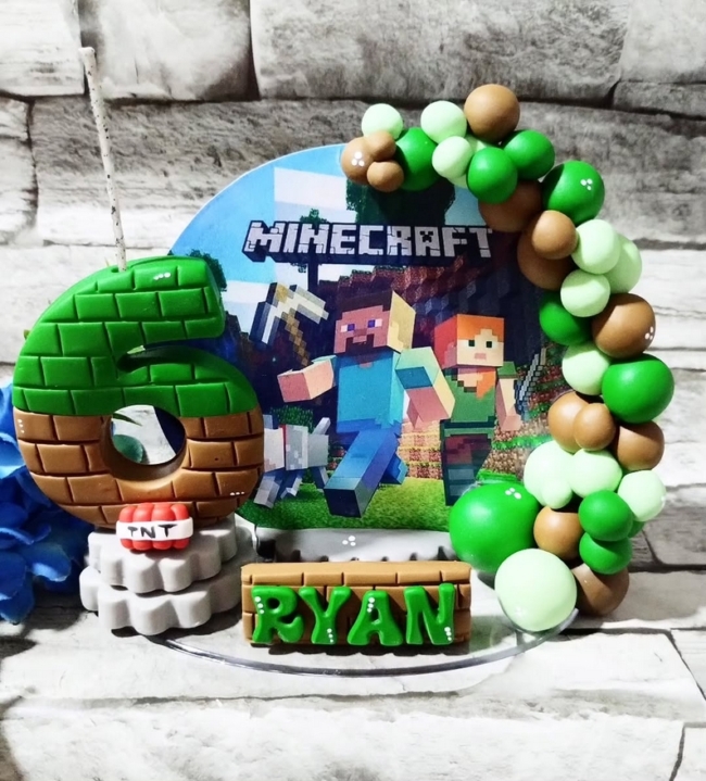16 topo de bolo Minecraft em biscuit @stebiscuit1