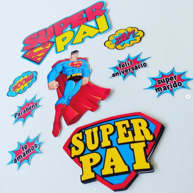 16 topo de bolo criativo Super Pai @evellyn personalizados