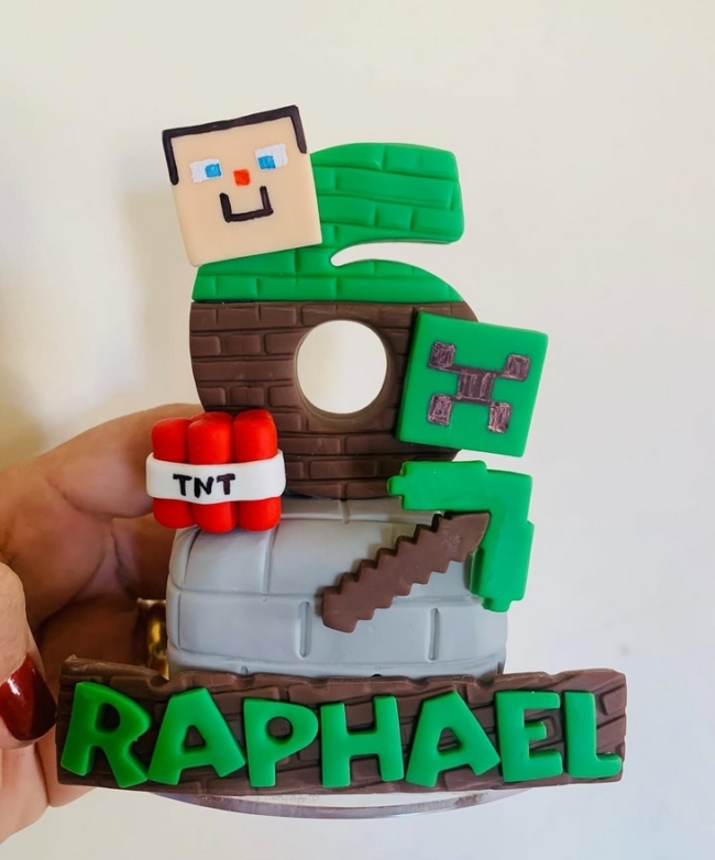 17 topo de bolo Minecraft em biscuit @jacquelineramalho