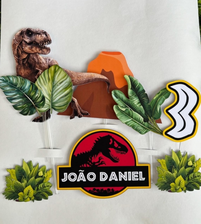 18 topo de bolo dinossauro Jurassic Park @elibellapersonalizados