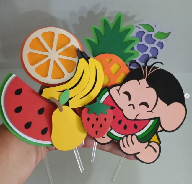 19 topo de bolo Magali com frutas @papel e ciapersonalizados