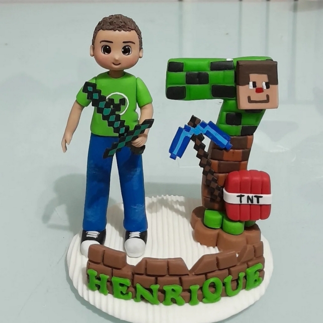 19 topo de bolo Minecraft em biscuit @claudia arte e biscuit