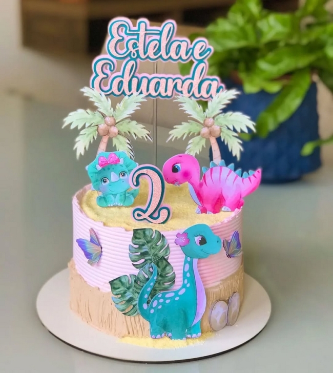 19 topo de bolo dinossauro menina @mimosdaelida