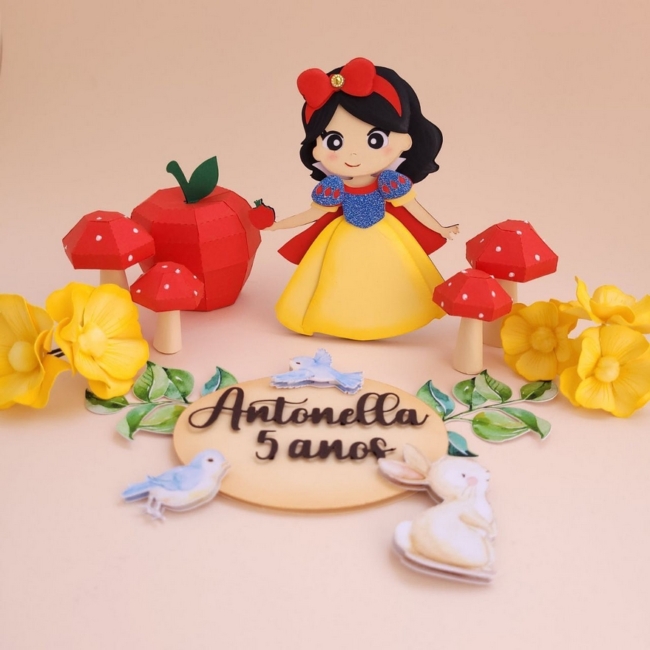 20 topo de bolo Branca de Neve personalizado @casinha depapel