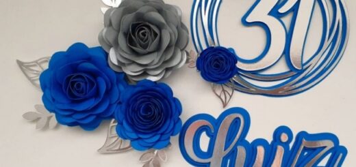 21 topo de bolo de rosas azuis @lfpersonalizados2019