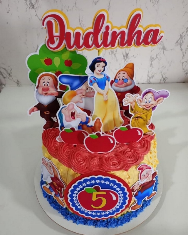 22 topo de bolo Branca de Neve personalizado @danibritopersonalizados