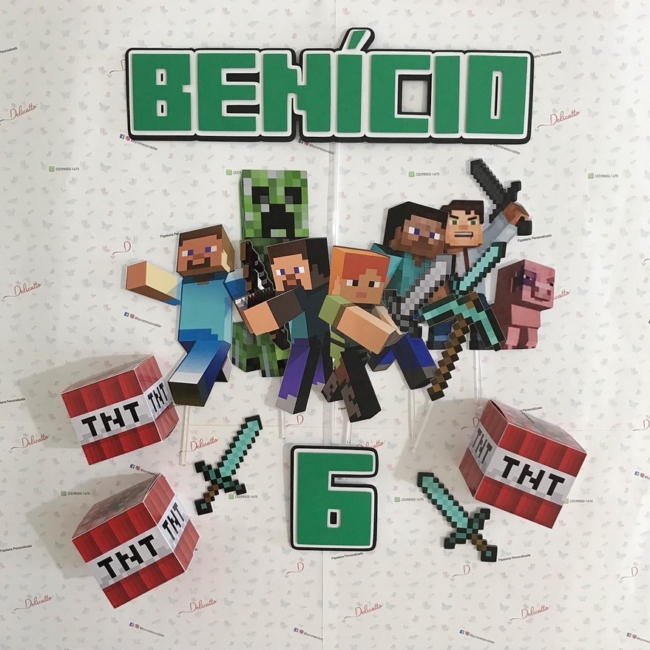 22 topo de bolo Minecraft personalizado @byvanessavaldier