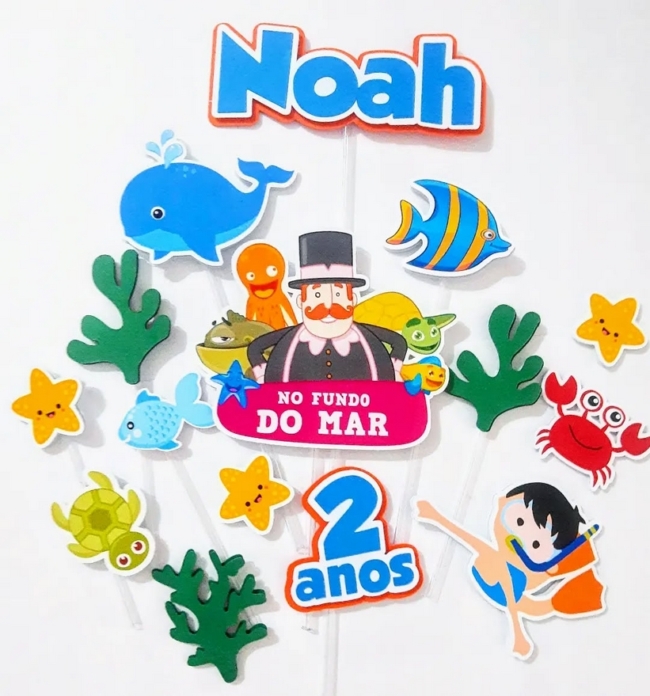 22 topo de bolo Mundo Bita fundo do mar @artemania personalizados