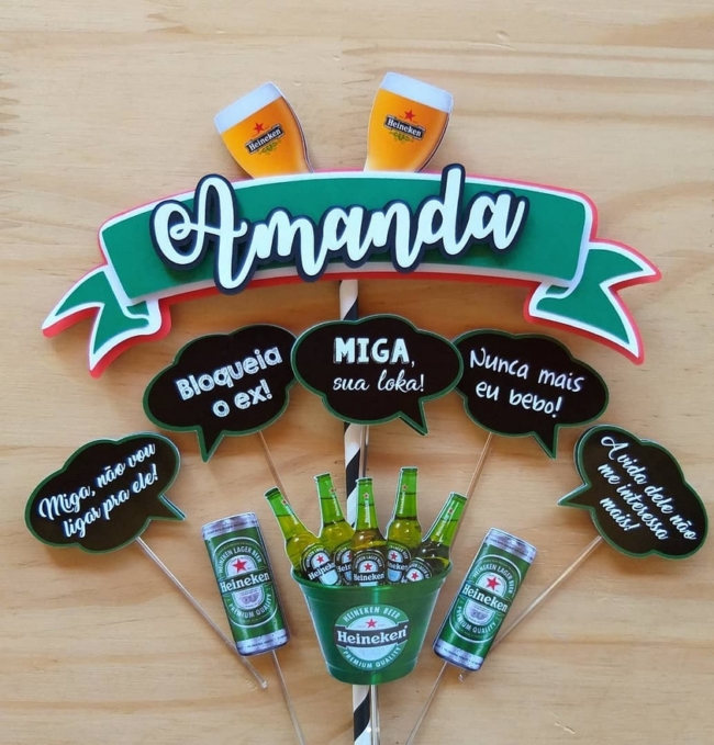 25 topo de bolo Heineken personalizado @mamaecoruja mimos