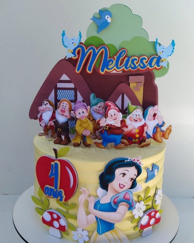 26 topo de bolo Branca de Neve e os Sete Anões @aek rainbow