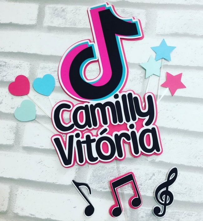 26 topo de bolo TikTok personalizado @nameonlabel