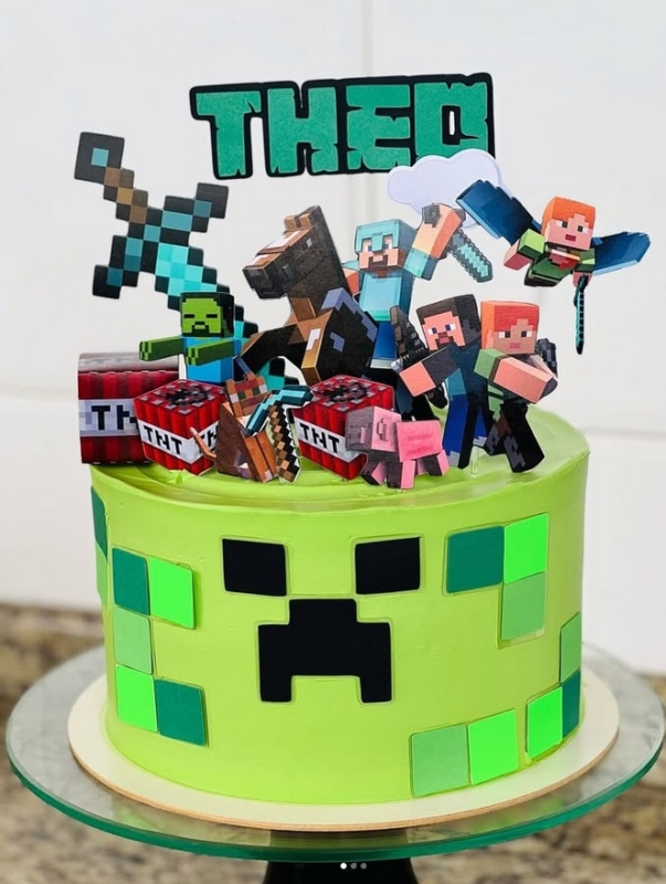 27 topo de bolo Minecraft personalizado @brilhopapelecompanhia