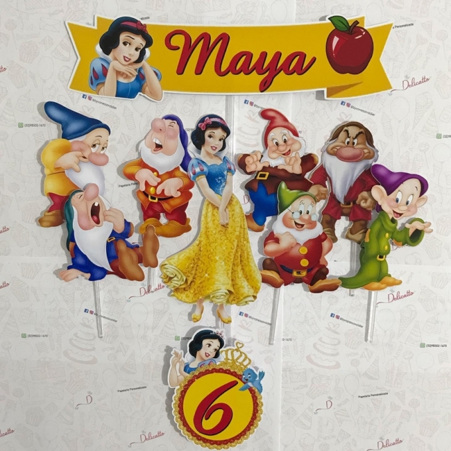 28 topo de bolo Branca de Neve e os Sete Anões @byvanessavaldier