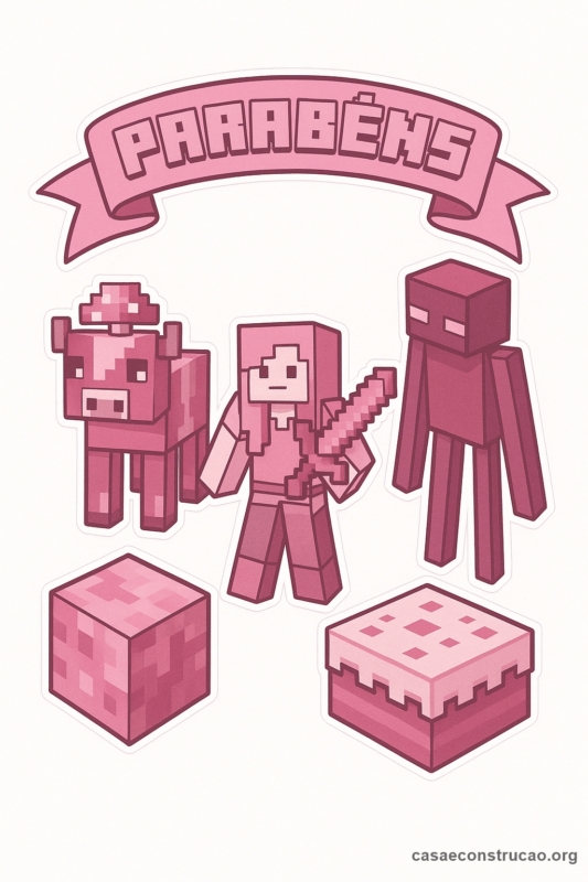 30 topo de bolo Minecraft grátis para imprimir