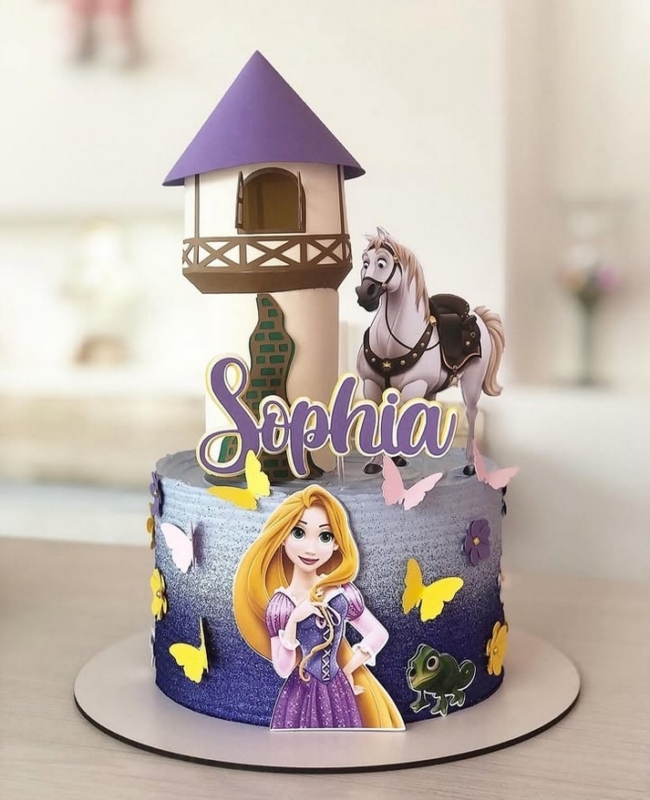 30 topo de bolo Rapunzel personalizado @scrapdalele