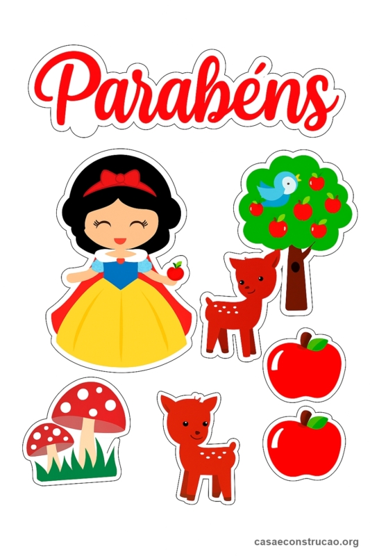 31 topo de bolo Branca de Neve grátis para imprimir