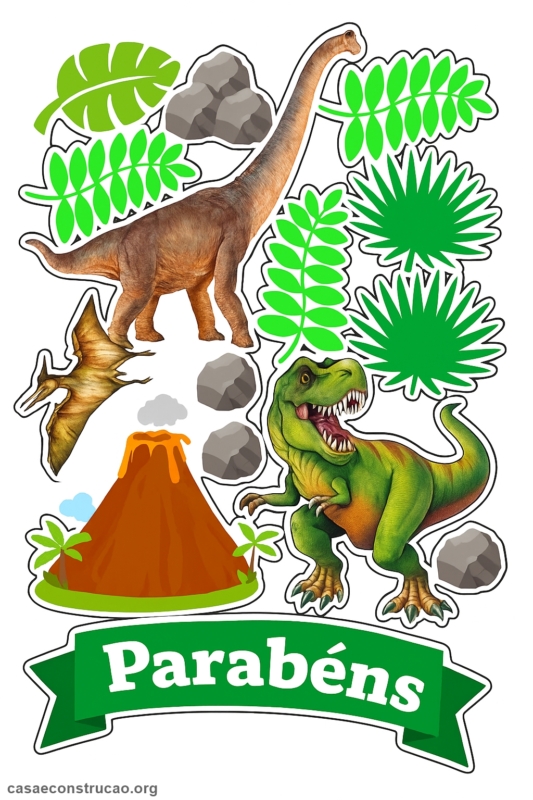 32 topo de bolo dinossauro grátis para imprimir