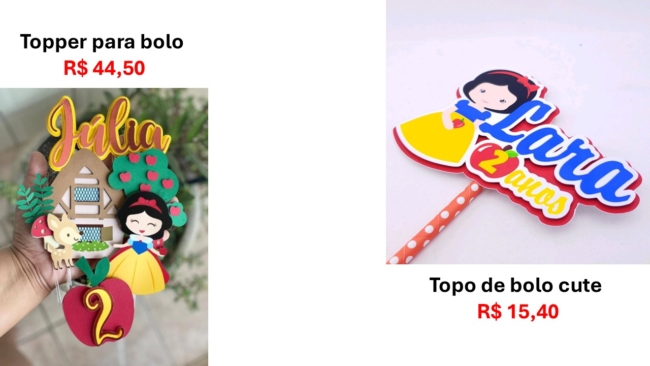 33 onde comprar topo de bolo Branca de Neve