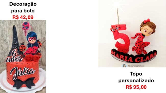 33 onde comprar topo de bolo Ladybug