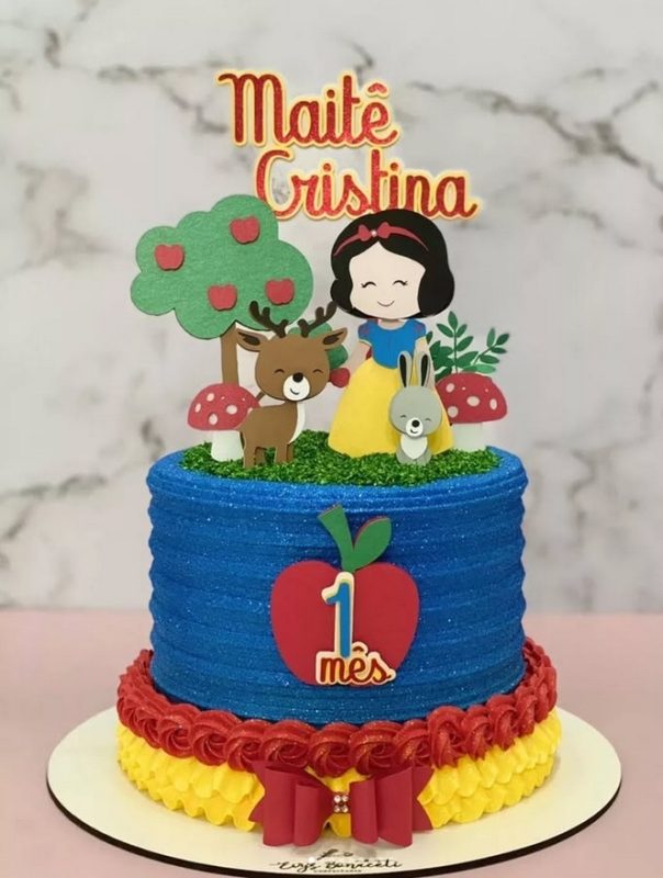4 topo de bolo Branca de Neve cute @fabi reinoencantado