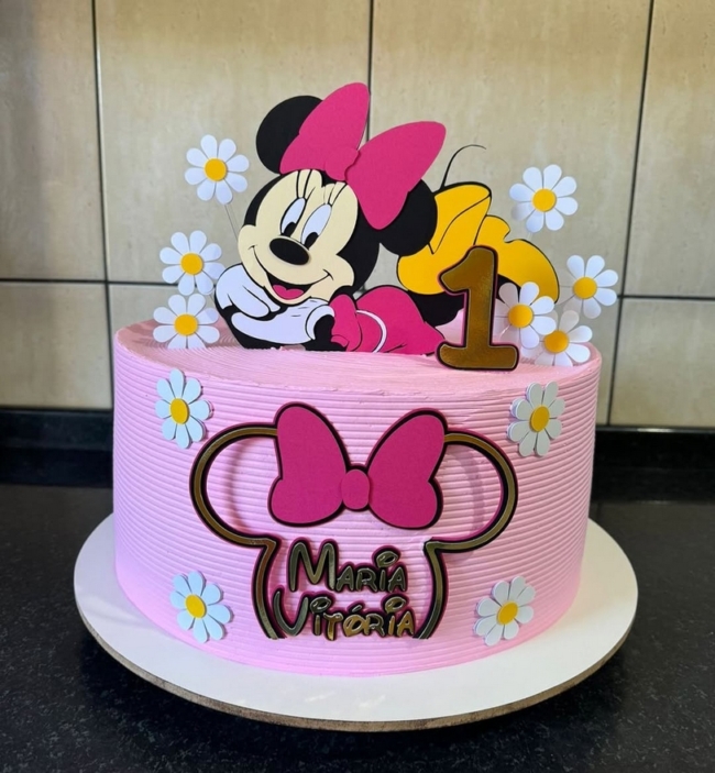 4 topo de bolo Minnie rosa @byvanessavaldier