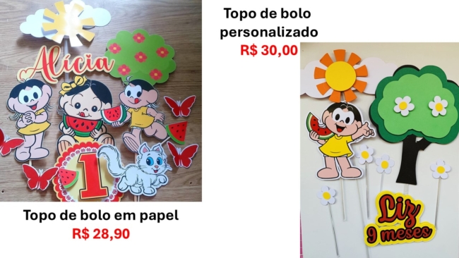 40 onde comprar topo de bolo Magali