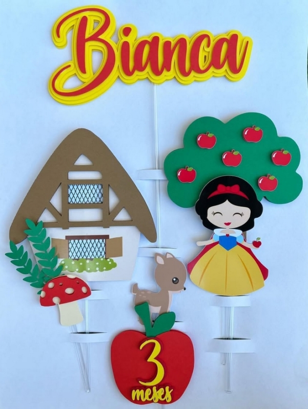 5 topo de bolo Branca de Neve cute @elibellapersonalizados