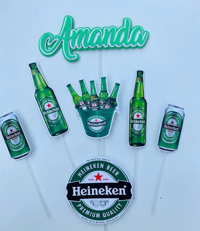 5 topo de bolo Heineken feminino @yasmin topper