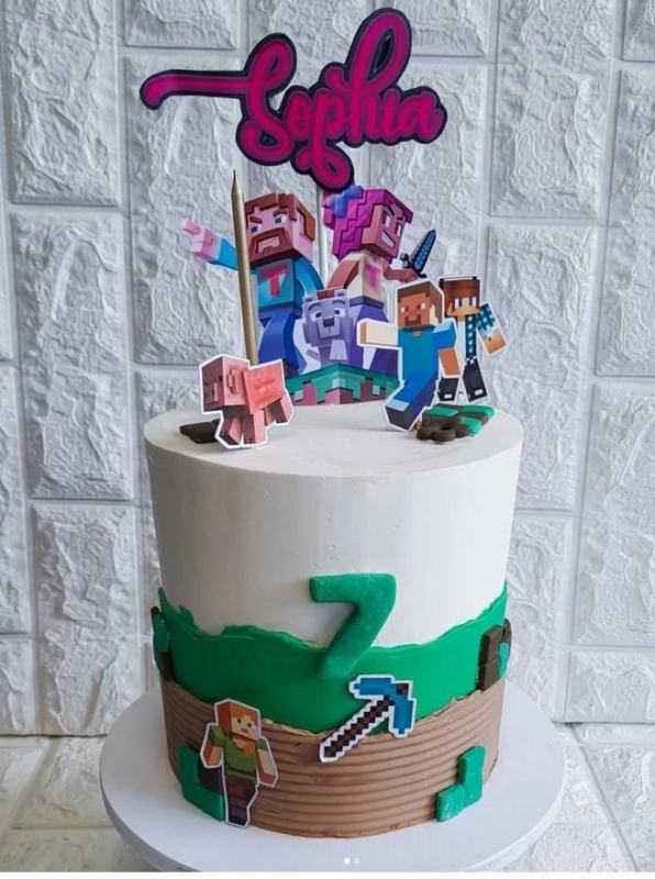 5 topo de bolo Minecraft menina @mimoia art