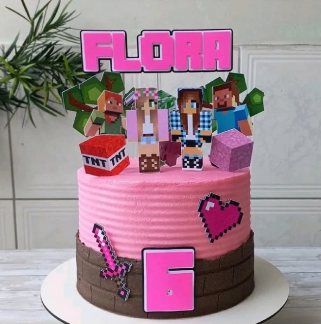 6 topo de bolo Minecraft menina @annalima mimos