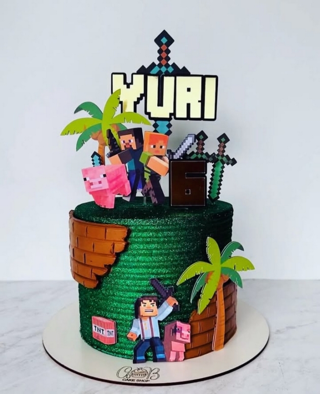 9 topo de bolo Minecraft 6 anos @papeldemaee