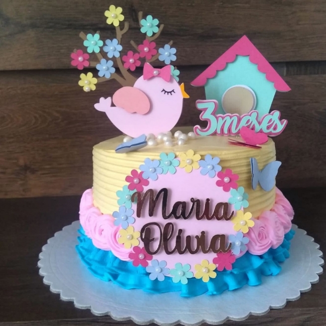 1 topo de bolo jardim encantado para mesversário @lohany personalizados