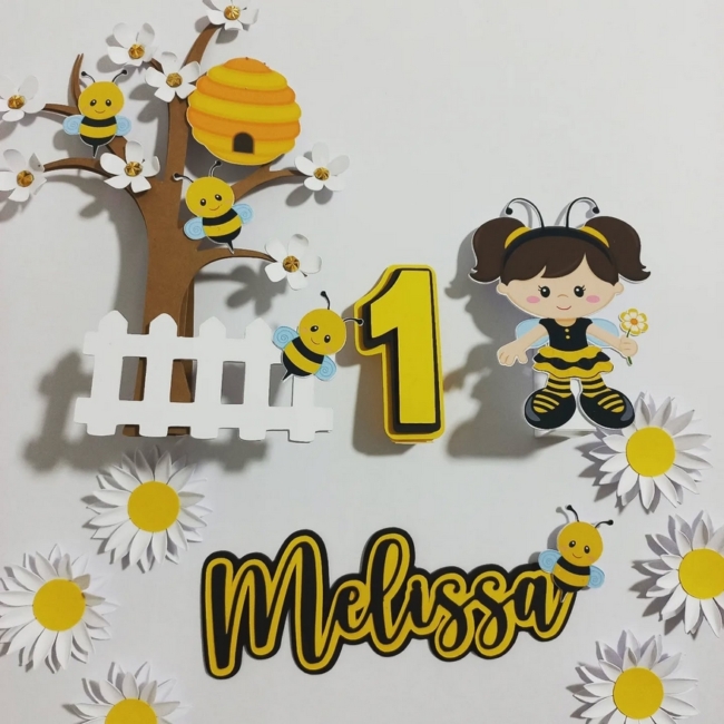 12 topo de bolo abelhinha 1 ano @topodebolopersonalizados