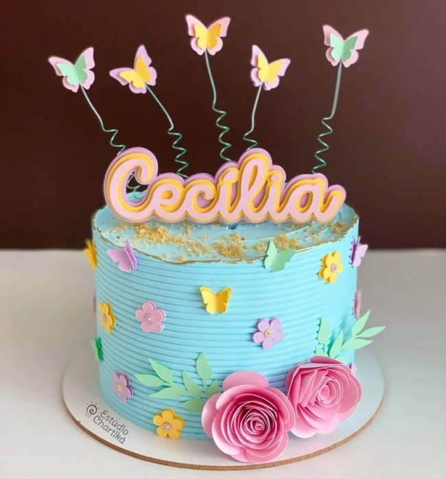 13 topo de bolo jardim encantado com borboletas @estudiochartika