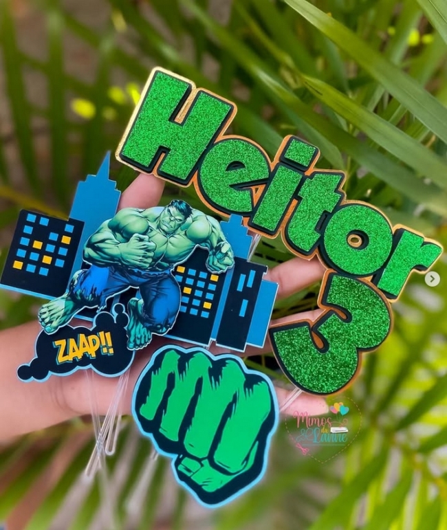 22 topo de bolo Hulk personalizado @mimosdalanee