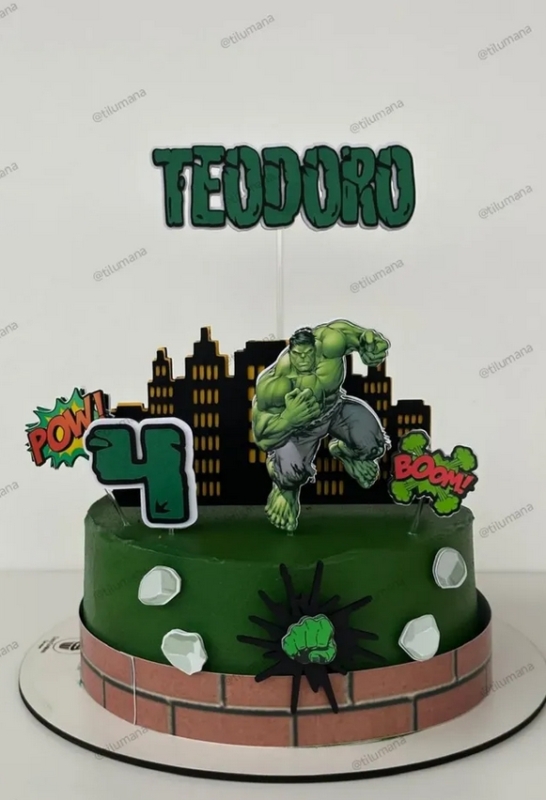 23 topo de bolo Hulk personalizado @tilumana